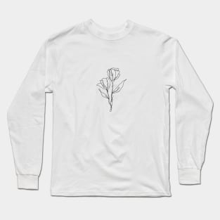 Wildflower Line Art | Floral Botanical Minimalist Lineart Long Sleeve T-Shirt